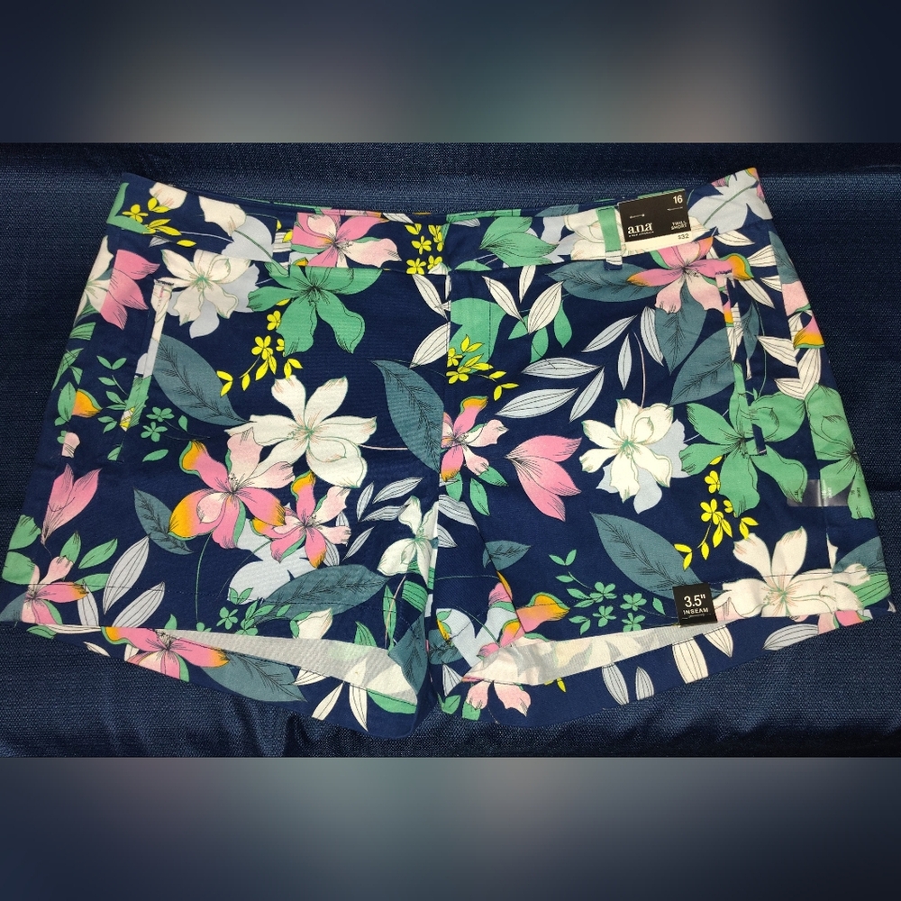 a.n.a Floral Print Women's Shorts - Navy, Pink, Green